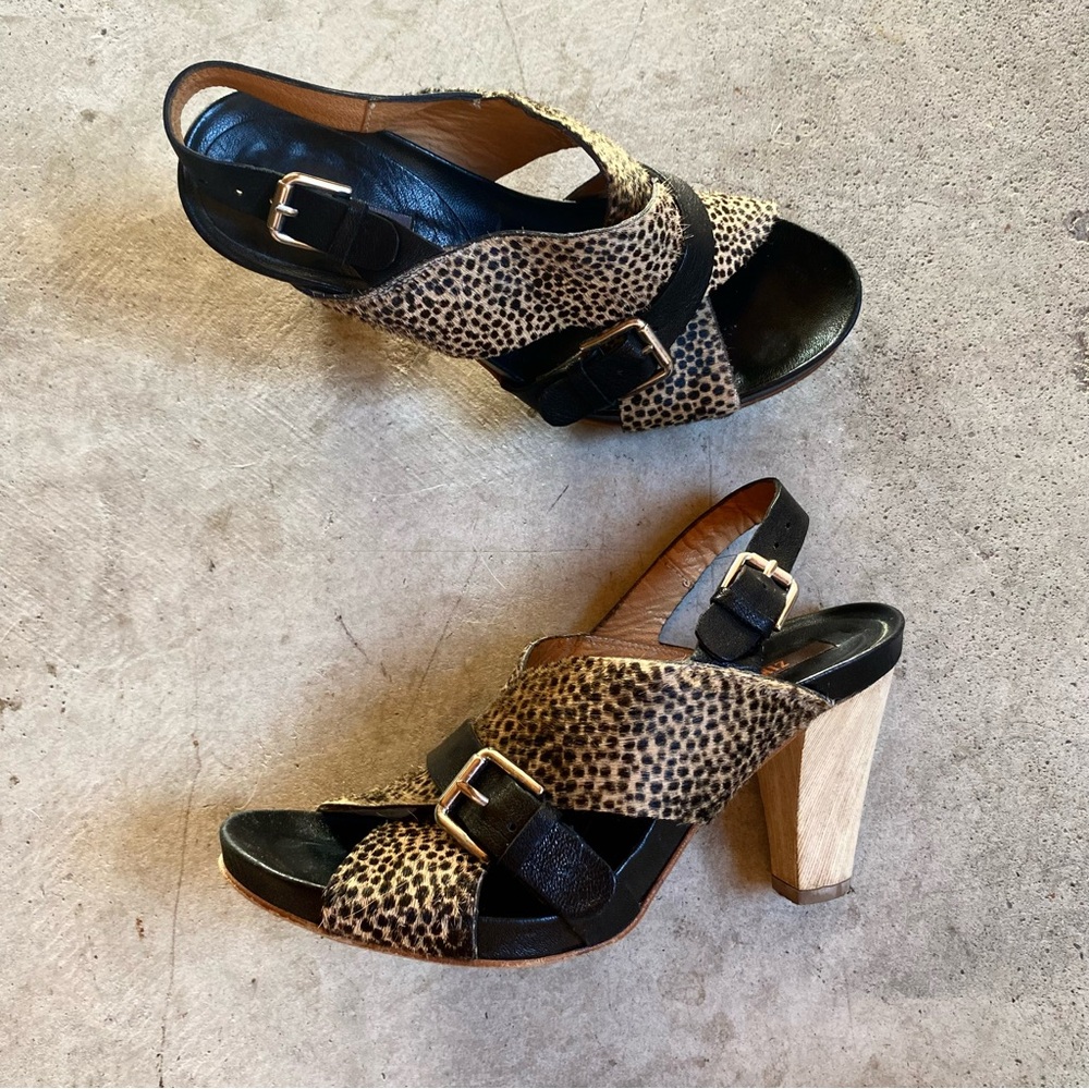 Zinda animal print calf skin wooden heels